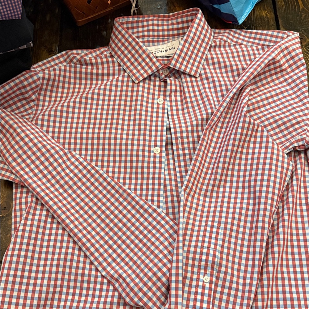Mizzen+Main Red and Blue Checkered Men's Shirt